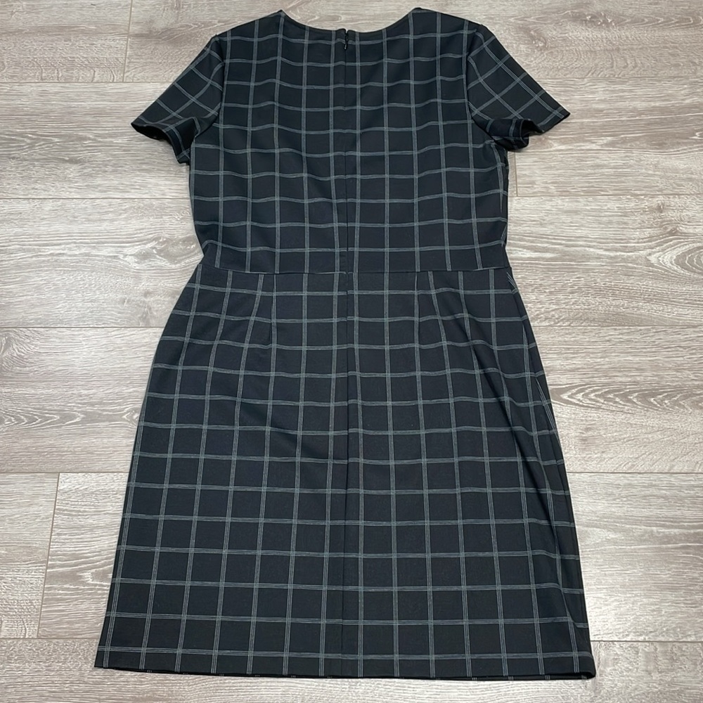 Chaps Classic Sheath Dress Black Gray Windowpane Plaid 14 - Picture 13 of 13